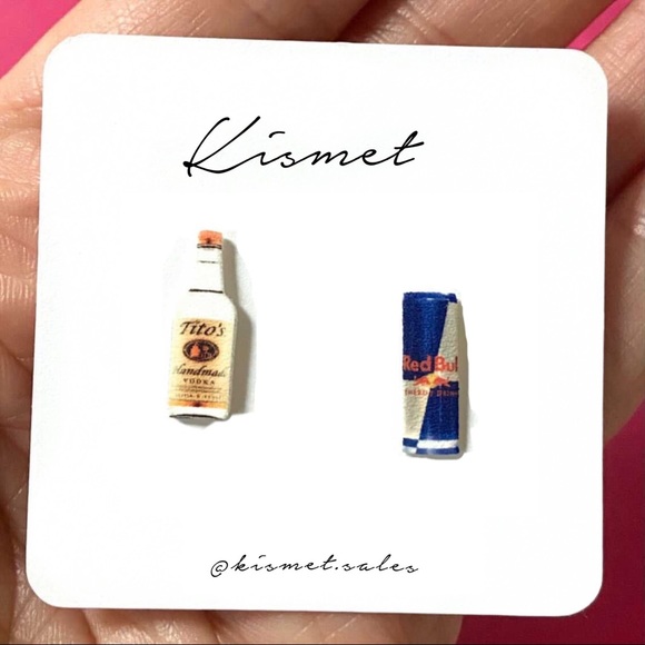 Vodka and Red Bull Stud Earrings - Picture 1 of 2